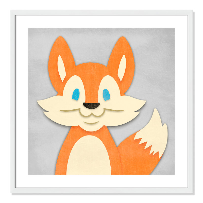 «Cheery Fox», impression sur papier, 26.5" H x 26.5" W x 1.18" D, Encadré de boîte blanc