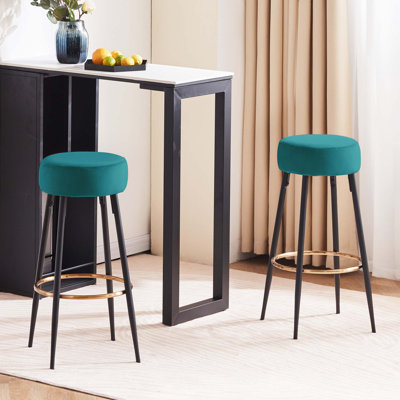 Seattle 14" W Velvet and Iron Bar Stool