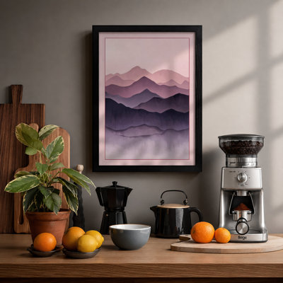Mountains at Dusk Scandinavian - Framed Print