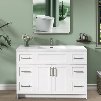 48" W X 21.5" D X 33.44" H Freestanding White Dove Bath Vanity Cabinet Without Top Stand Alone Modern Bathroom Cabinet Unassembled