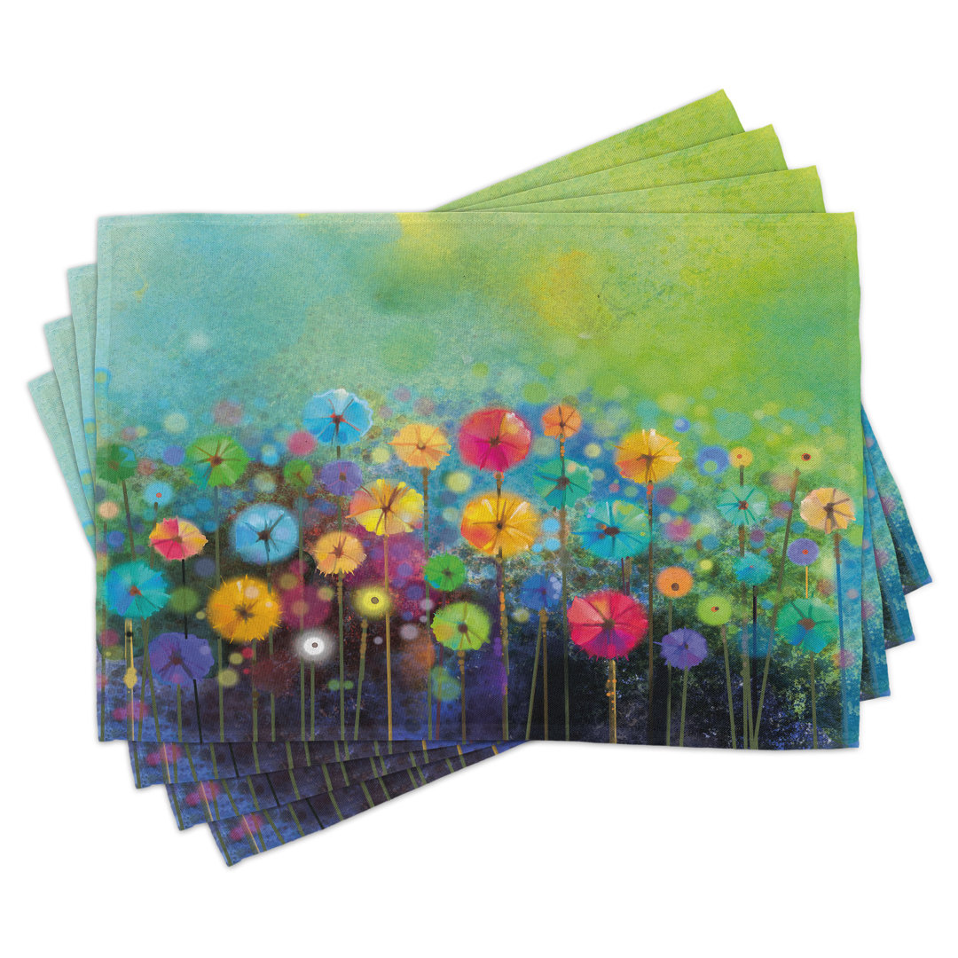 Platzdeckchen 4er-Set, Bunte Pusteblumen, Multicolor