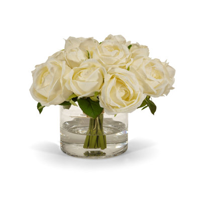 Faux Silk Rose Arrangement in Vase