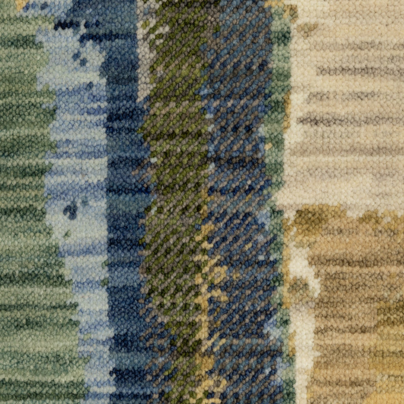 Tapis bleu / vert en laine Truffi, Rectangle 7 pi 10 po x 10 pi 14 po