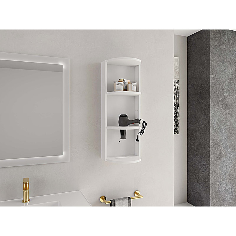 12" Bathroom Wall-Mounted Storage Rack, White