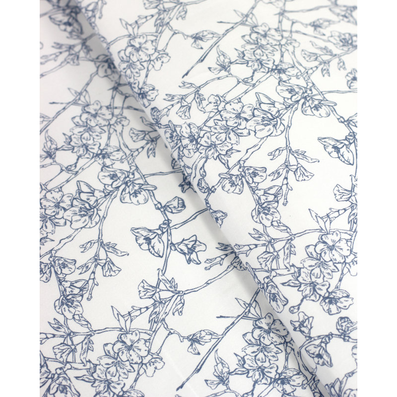 Predmore Floral Duvet Cover, Twin Duvet Set + 1 Sham, Dusty Blue