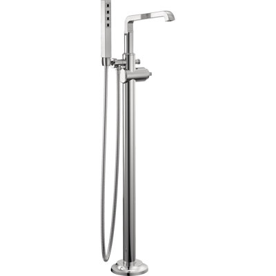 Tetra Freestanding Tub Filler with Hand Held Shower, Bathtub Faucet, Floor Mount Tub Faucet