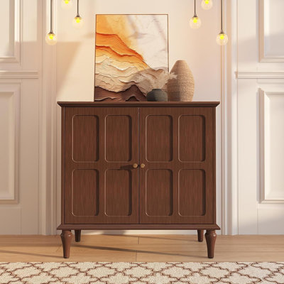Buffet Mid-Century brun avec 2 portes et tablettes réglables
