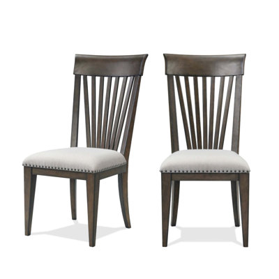 Ensemble de 2 chaises de salle à manger à garniture cloutée Grant, confortables et élégantes avec dossier à lattes et pieds fuselés