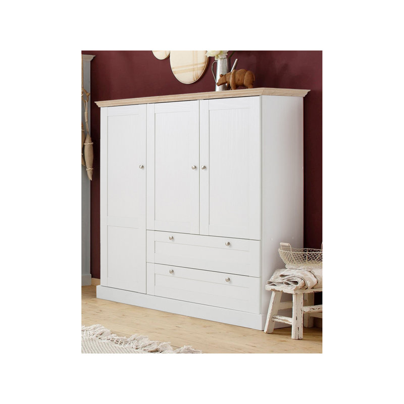 Susy 3 Door Manufactured Wood Wardrobe, White/Oak