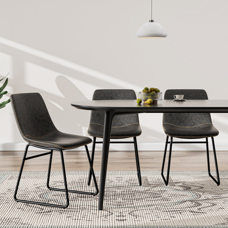 Chaise rembourrée en similicuir Ipke, Gris foncé
