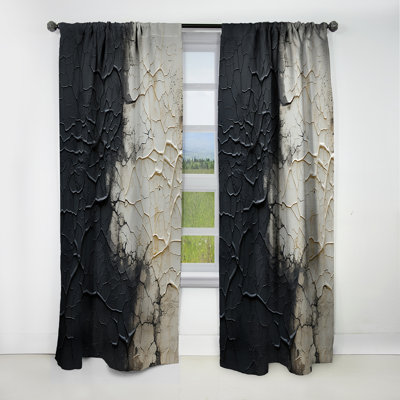 White And Black Abstract Split - Shapes Curtain - Blackout Abstract Curtain - 1 Panels