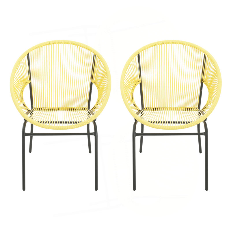 Ensemble de 2 chaises en osier Nusa, Jaune