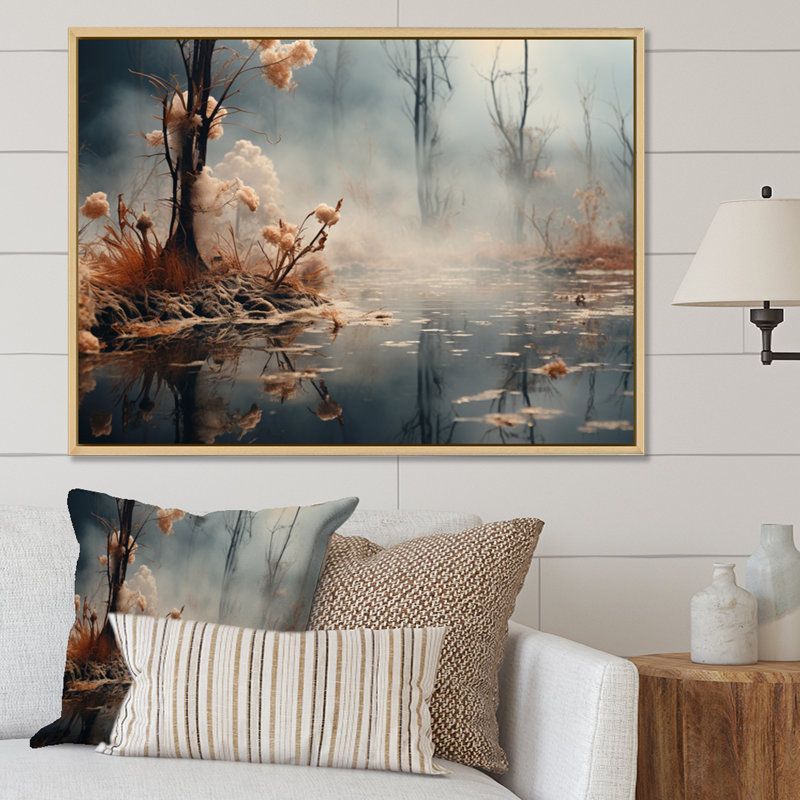 «Winter Reverie At The Lake III - Landscape», reproduction sur toile, H 34 po x l 44 po x P 1,5 po, Cadre naturel flottant