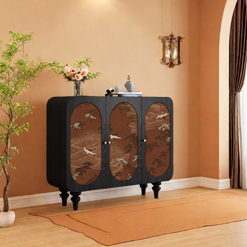 Fine design solid wood large capacity sideboard, Black