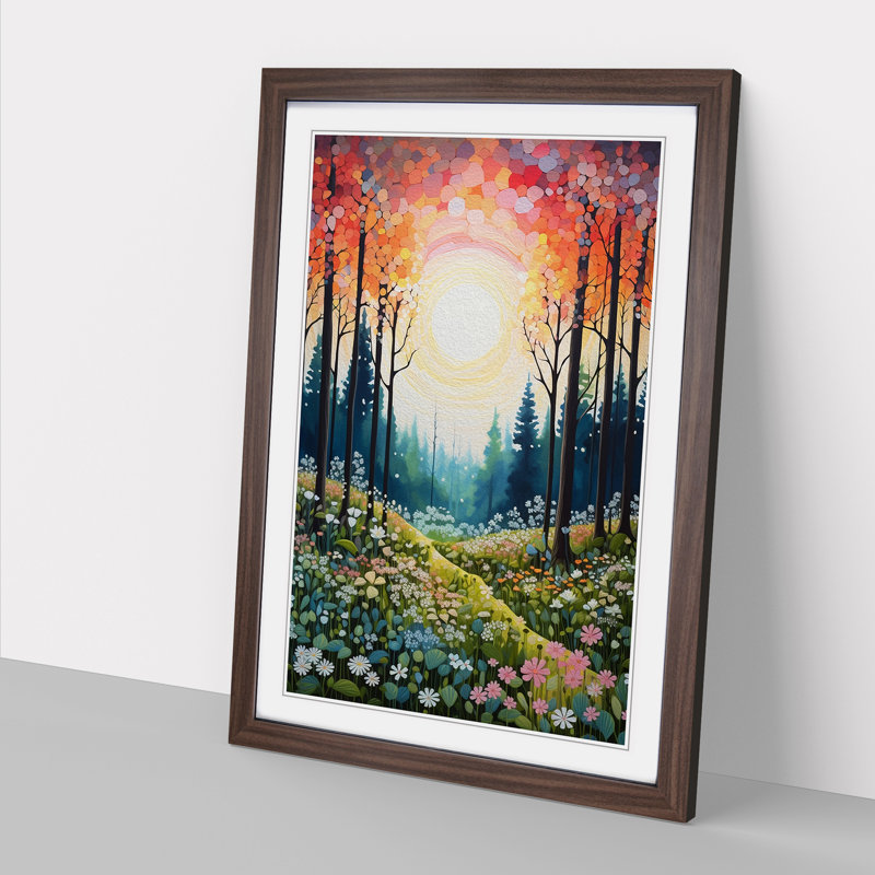Spring Forest - Single Picture Frame Print on Wood, Walnut Framed, 34cm H x 25cm W x 2cm D