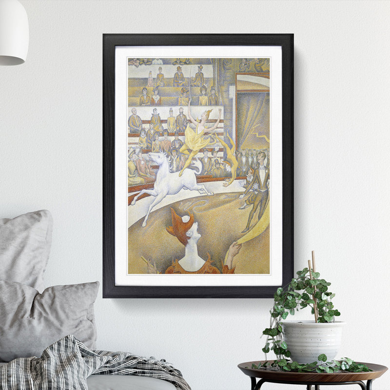 The Circus by Georges Seurat - Picture Frame Painting, 36cm H x 27cm W x 2cm D, Black Framed