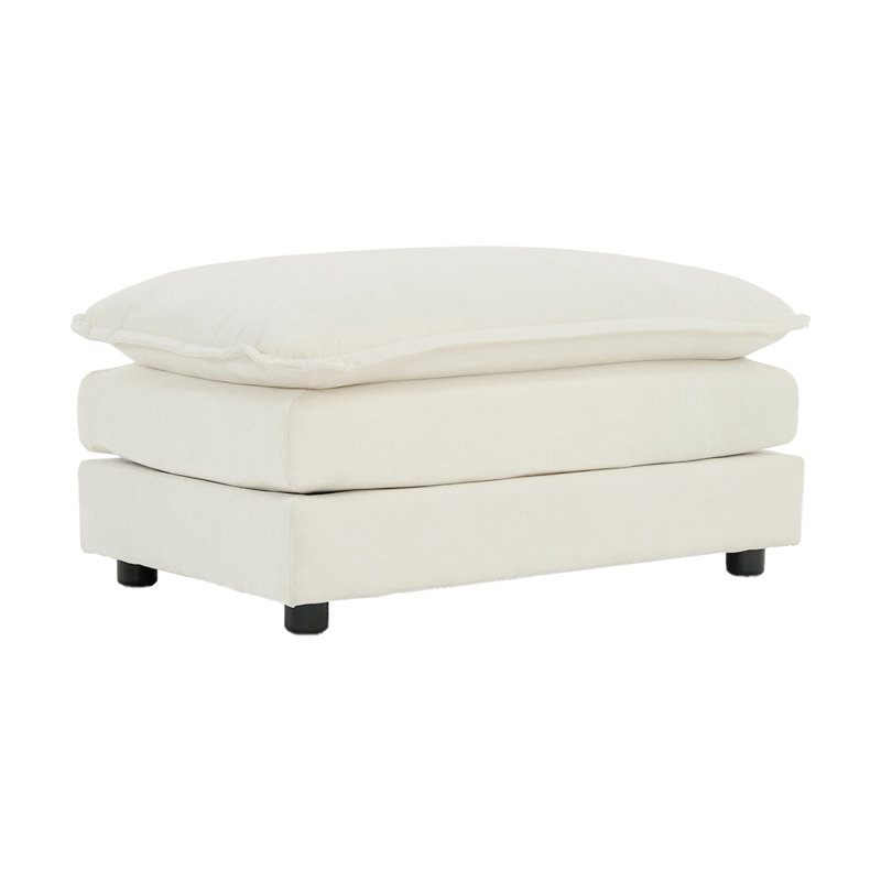 Repose-pieds en tissu chenille à combiner avec un canapé 2 places, un canapé 3 places et un canapé 4 places, Blanc