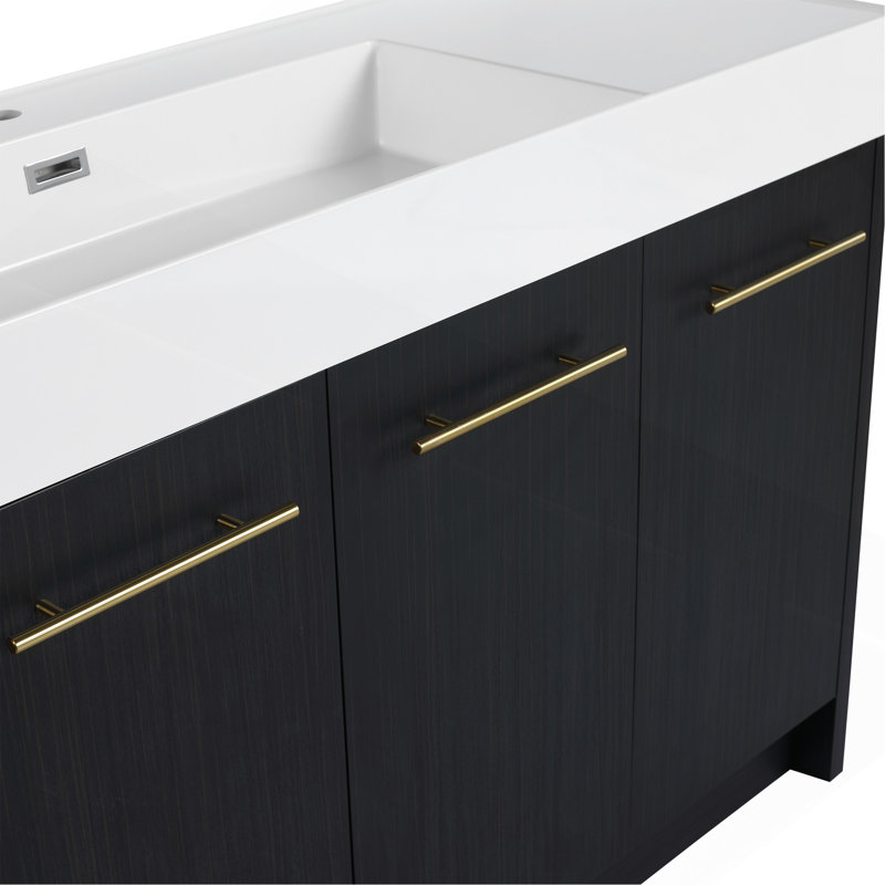 Ensemble de meuble-lavabo autoportant de 48 pouces avec lavabo en résine et porte à fermeture douce