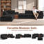 Canapé modulaire en U 125,98 po avec console de rangement et porte-gobelets, canapé en chenille 3 places-219628371-219628398