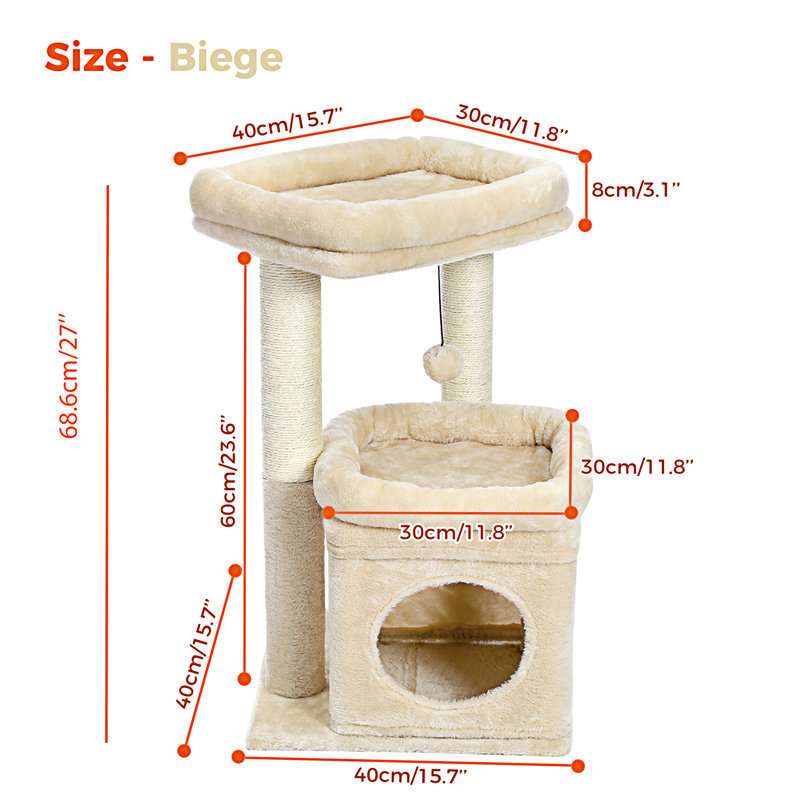 Tour d'intérieur pour chat en sisal naturel, Beige