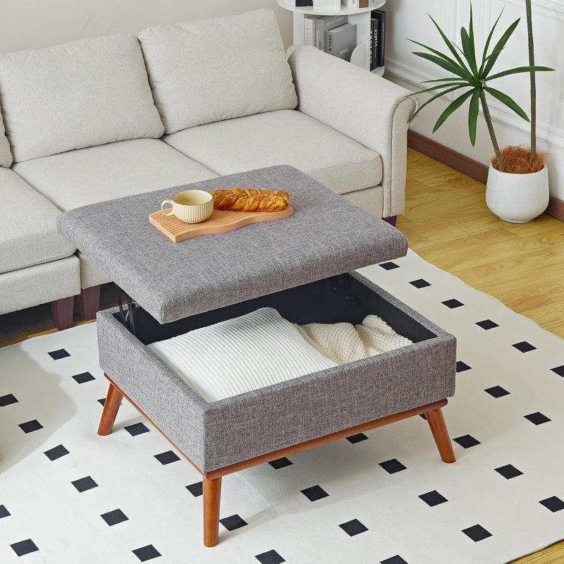 Jacobi Rectangular Coffee Table Ottoman with Storage, Gray