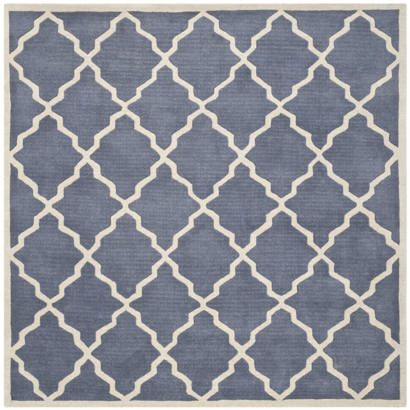 Carolene Hand Tufted Wool Geometric Rug, Square 7'