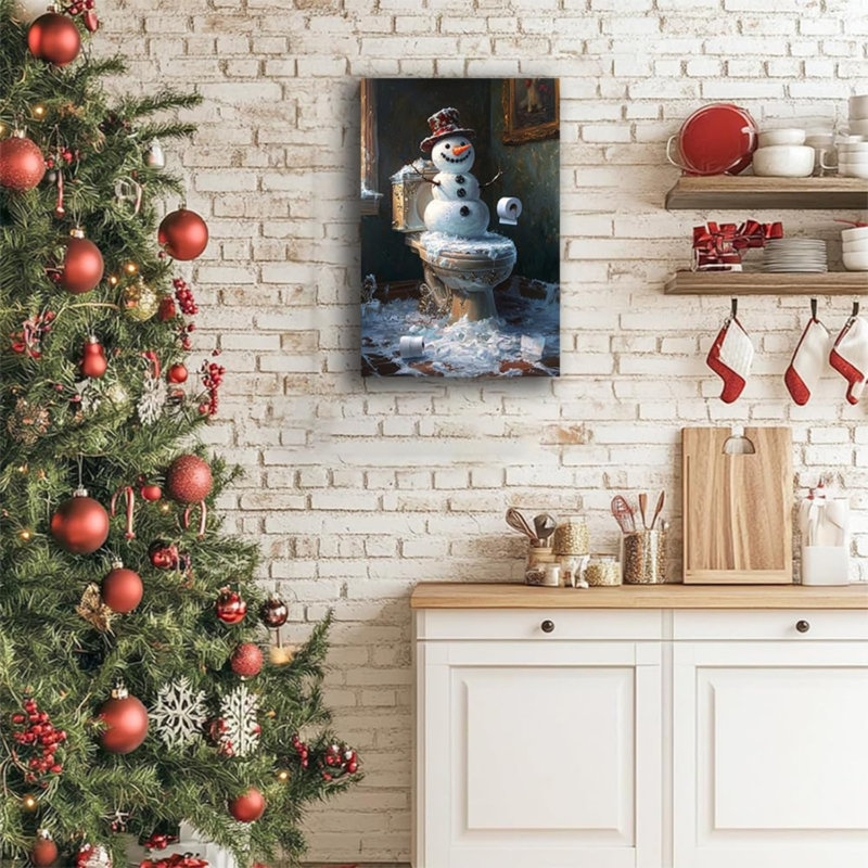 Art mural en toile 24 po x 36 po Snowman Christmas