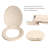 Round Toilet Seat with Adjustable Hinges in Bone Plastic, Standard Size Fit-52989302