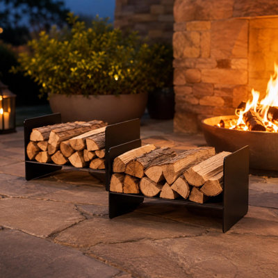 Indoor Firewood Rack,Adjustable Spacing Metal Firewood Holder for Fireplace I shaped Firewood Storage Rack,Portable Log Holder Outdoor,Courtyard Stoves Accessories Ideal for Bonfire Party,BBQ