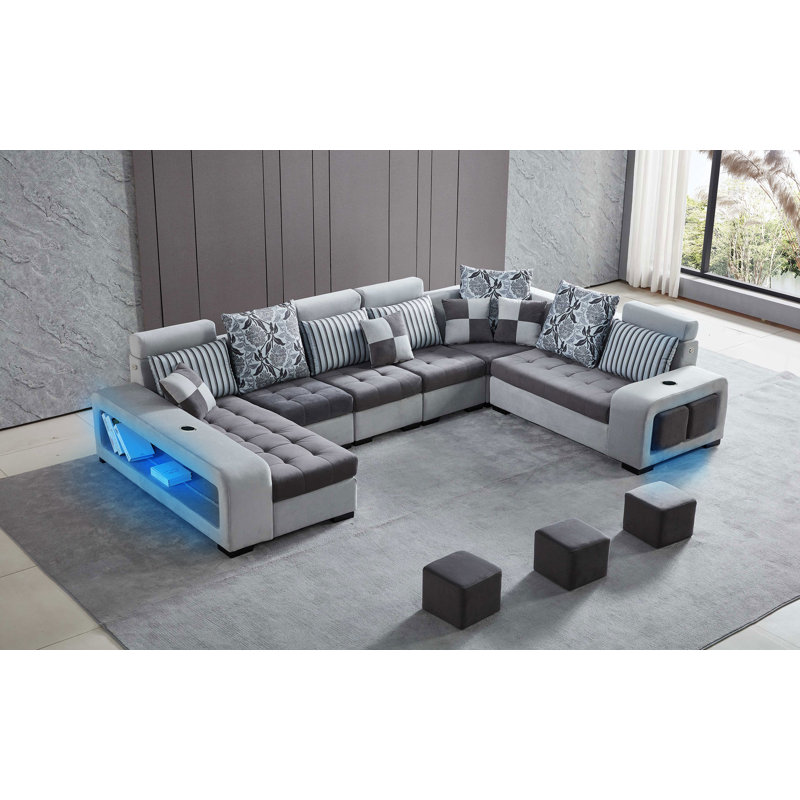 Canapé modulaire en microfibre / microsuède de largeur large 142 po Marlenia, Orienté vers la droite