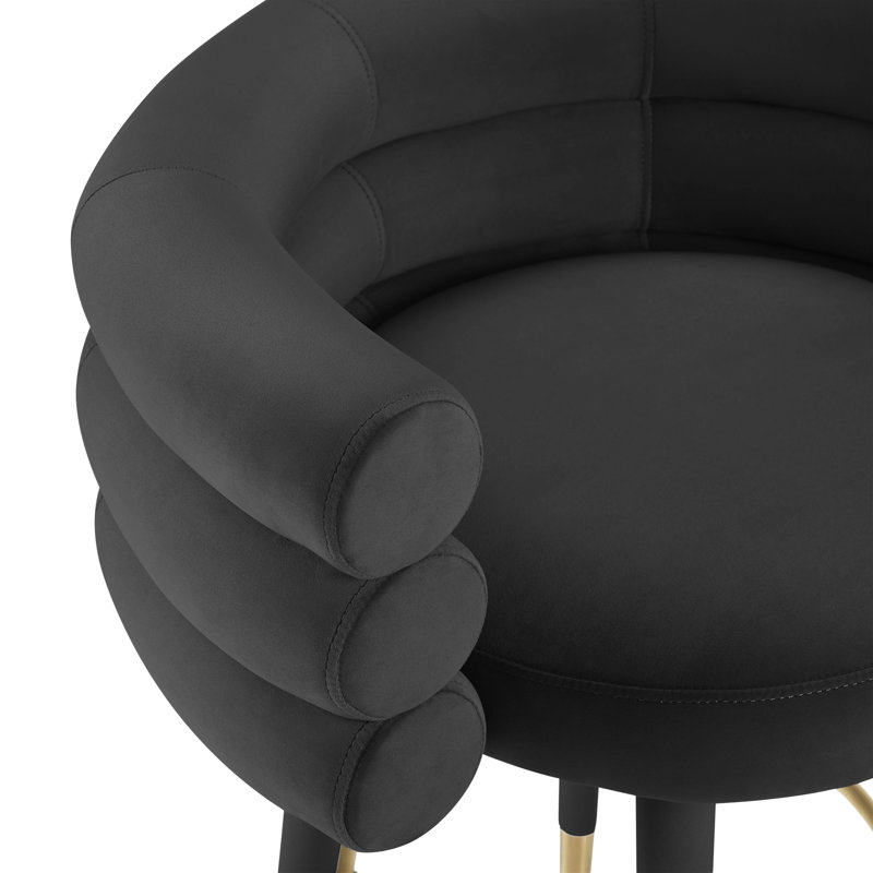 Hallatrow Upholstered Counter Stool, Bar Stool (30.3" Seat Height), Black Velvet