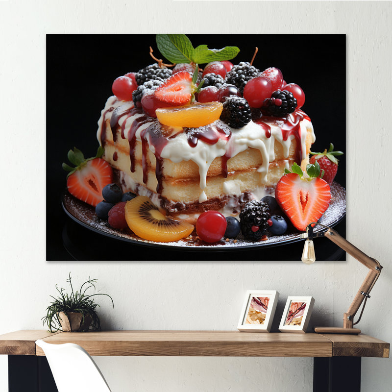 Tropical Fruits Cake Mmmmmmm - Food & Beverage Wall Art Prints163, H 34 po x l 44 po x P 1,5 po