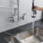 Commercial Kitchen Faucet Deck Mount With Pre-Rinse Sprayer 21" Height Kitchen Sink Faucet 8 Inch Center With 10" Add-On Swing Spout Faucet & Coiled Spring Pull Down Spray