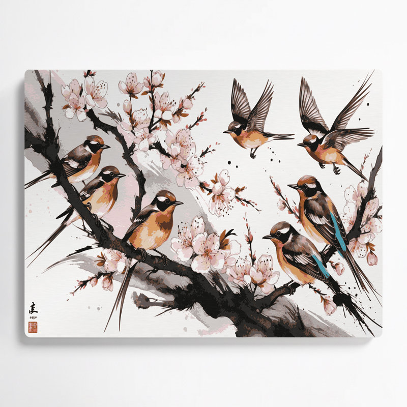Art mural en métal oiseaux, H 11 po x l 14 po