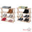  Ensemble de 2 range-chaussures pliables en bambou et étagère de rangement en bois multi-usage pour garde-robe d'entrée ou de salon-1072268548