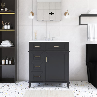 Meuble-lavabo autoportant 30 po avec comptoir en céramique