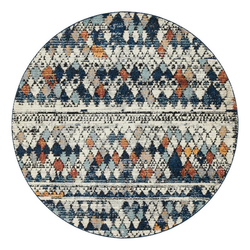 Allenvale Geometric Indoor Rug, Round 7'