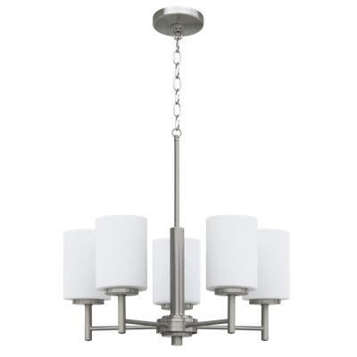 Lustre cylindrique à cinq lumières avec abat-jour