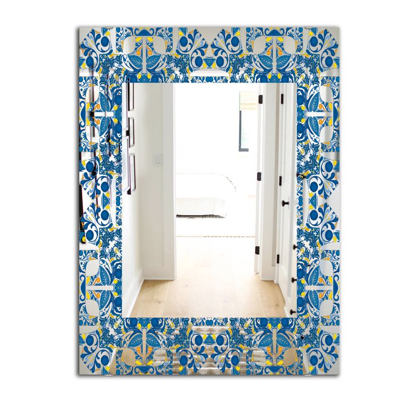 Carreaux portugais - miroir Mid-Century - miroir mural imprimé moderne, H 39,4 po x l 29,5 po