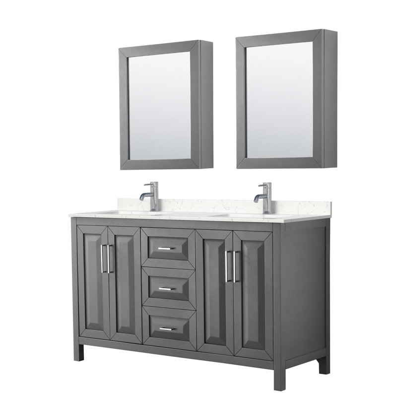 Daria 60'' W Double Vanity, Dark Gray, Polished Chrome