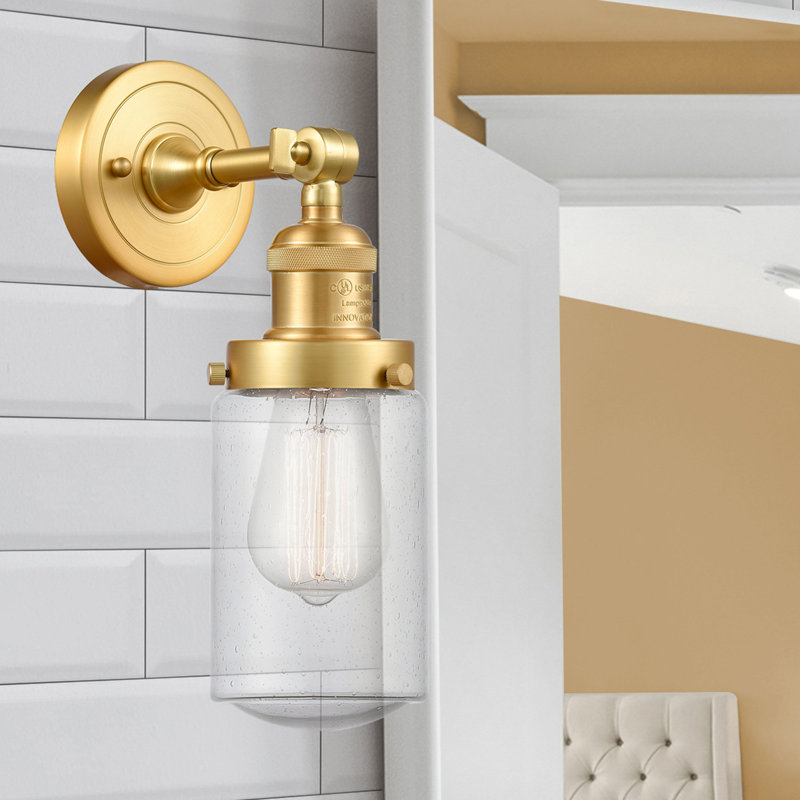 Armed Sconce, 60 Watt Vintage Incandescent Bulb, Seedy, Satin Gold