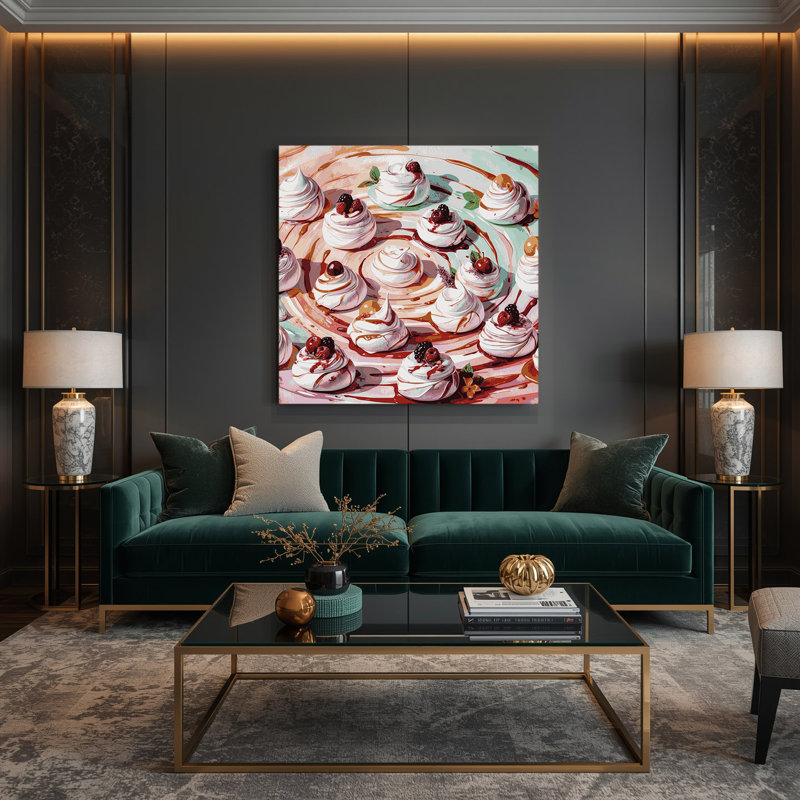Desserts Pavlova, art mural sur toile grise, H 16 po x l 16 po