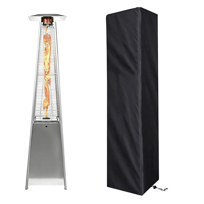 Housse de chauffage d'extérieur noire, protection de chauffe-terrasse imperméable résistante aux rayons UV avec fermeture à glissière centrale et cordon de serrage réglable pour la protection du jardin