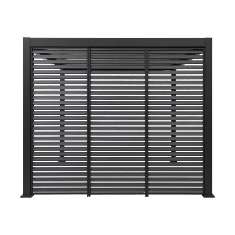 Pare-soleil à persiennes en aluminium, Noir, Panneau d'auvent mural
