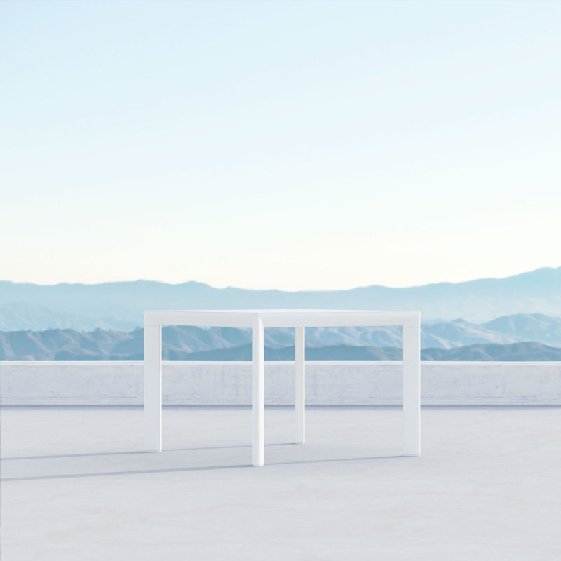 Porto Power Coated Aluminum Dining Table, Matte White