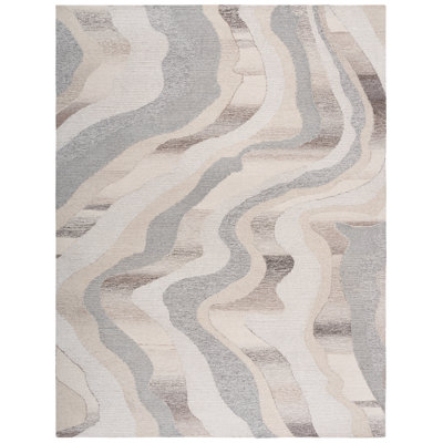 Tapis abstrait en laine et coton touffeté à la main Elleora