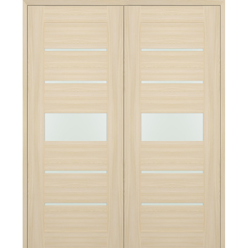Portes françaises pré-finies en bois manufacturé à panneaux, 71,75 po x 79,37 po, Frêne de la loire, Réversible