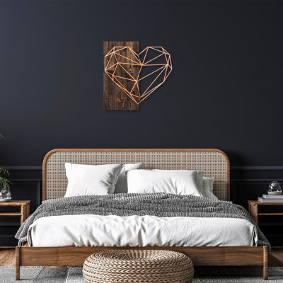Elegant Decorative Wooden Wall Accessory, 22.8 x 22.8 inches | Walnut & Copper Finish, 50% Real Wood (Thickness: 1.2 inches) & 50% Metal (Thickness: 0.06 inches) | Stylish Home Decor, Unique Color Variations