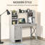 Bureau d'ordinateur avec huche et armoire HOMcom Farmhouse, bureau à domicile avec rangement, pour bureau, gris clair