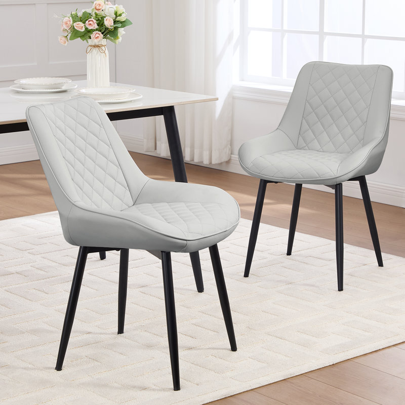 Chaise rembourrée en similicuir, Gris clair